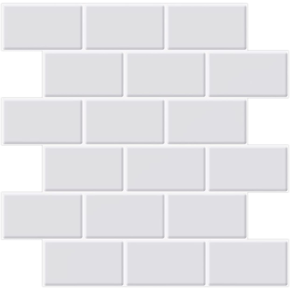 Subway Tile Peel and Stick Backsplash, White with gray grout: image 3