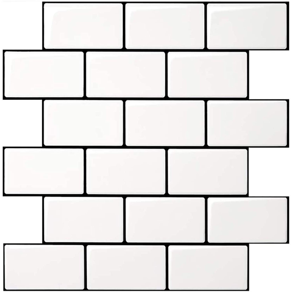 Subway Tile Peel and Stick Backsplash, White with gray grout: image 5