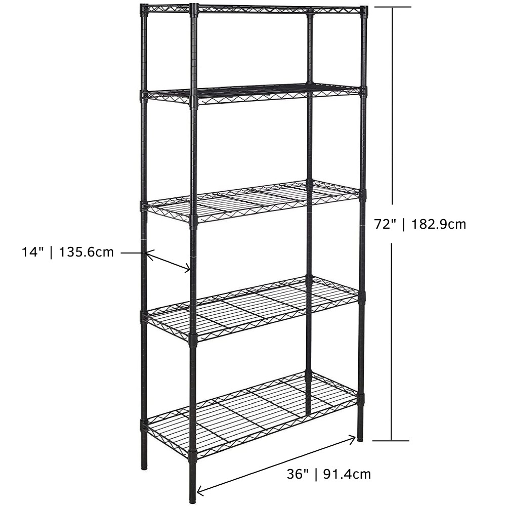 Heavy Duty Shelving Unit, 5-Shelf, Black: image 1